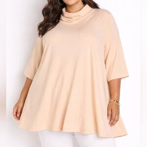 Chico's Soft Peach Turtleneck Swing Tunic